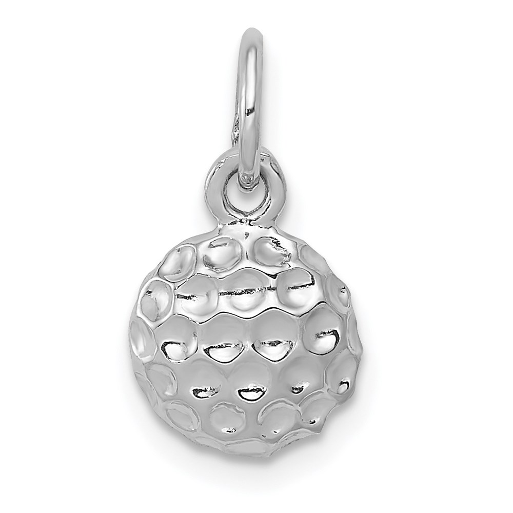 14k White Gold 9mm Polished Golf Ball Pendant