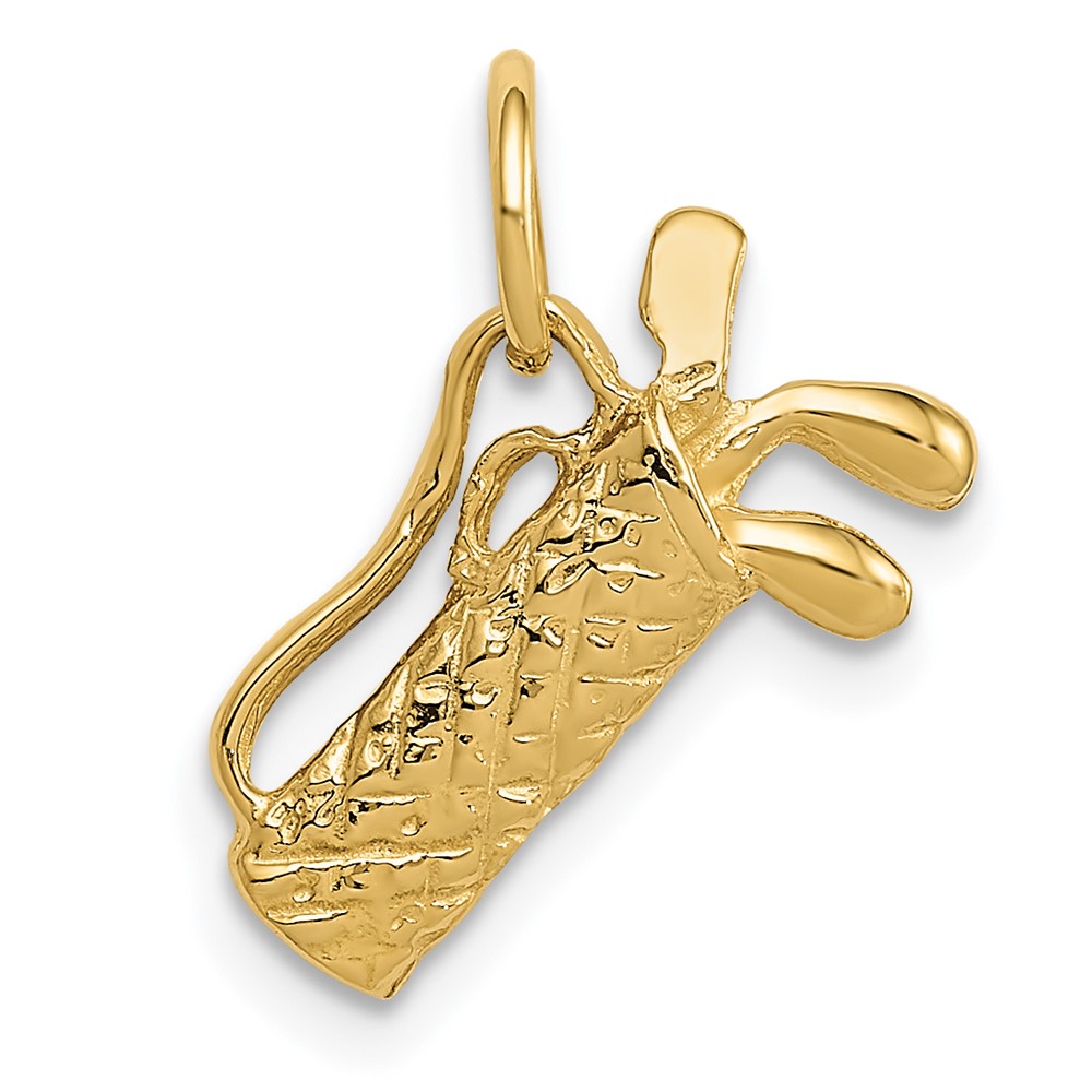 14k Yellow Gold 3D Golf Bag and Clubs Charm