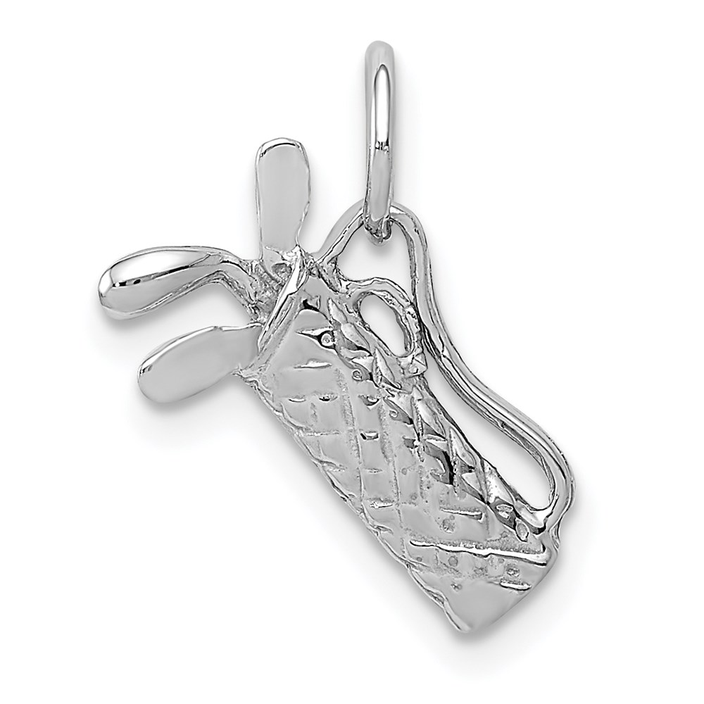 14k White Gold 3D Golf Bag and Clubs Charm