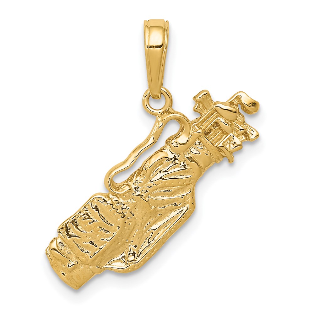 14k Yellow Gold Polished Golf Bag Charm