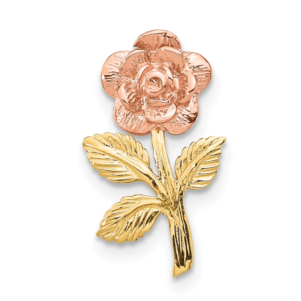 14k Yellow and Rose Gold Textured Rose Pendant