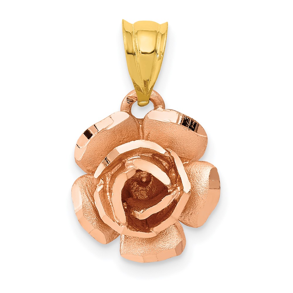 14k Rose and Yellow Gold 12mm Rosebud Pendant