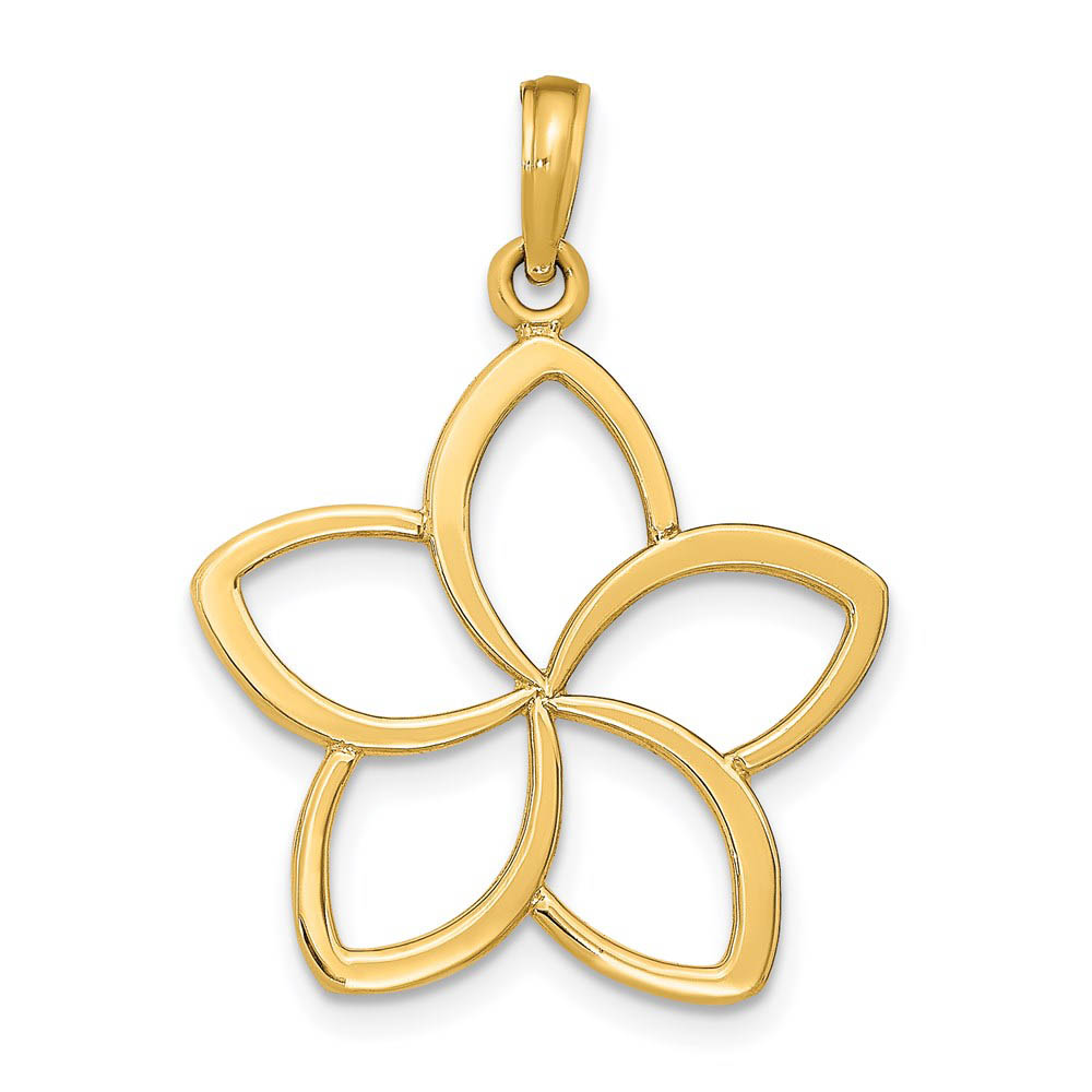 14k Yellow Gold 22mm Plumeria Silhouette Pendant
