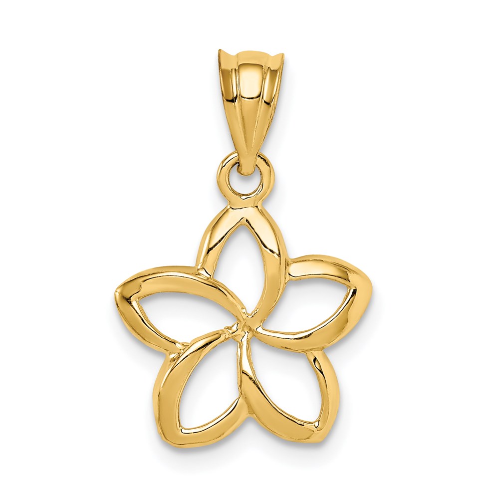 14k Yellow Gold 14mm Plumeria Silhouette Pendant