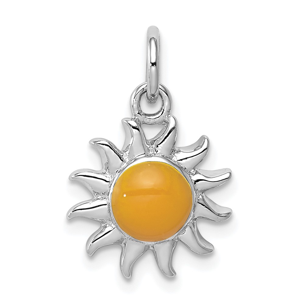 Sterling Silver Enameled 13mm Yellow Sun Charm