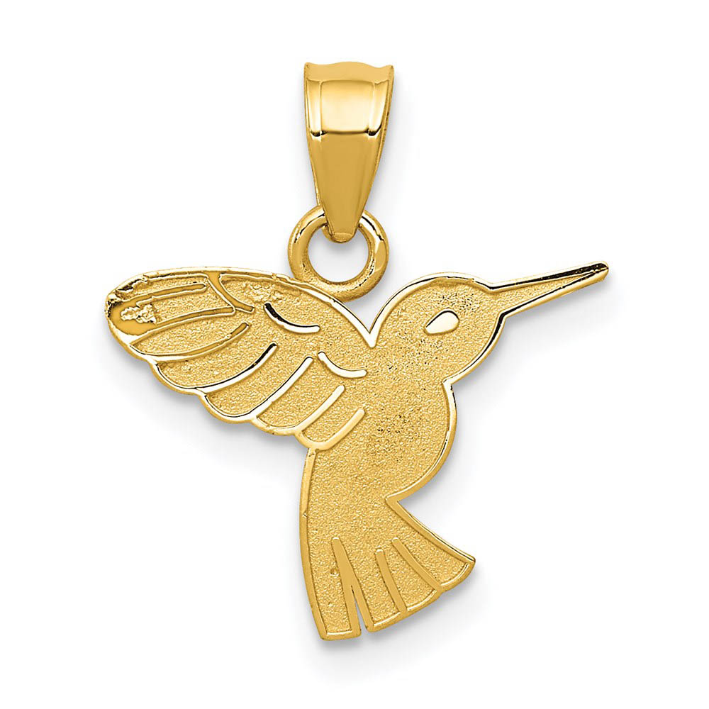 14k Yellow Gold Flat Hummingbird Pendant