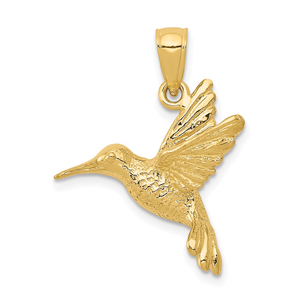 14k Yellow Gold 2D Polished Hummingbird Pendant