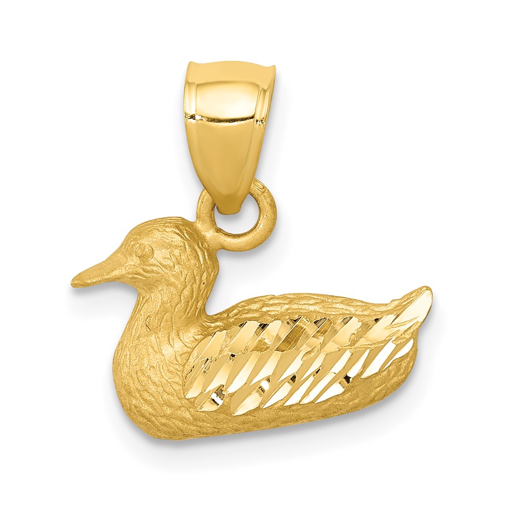 14k Yellow Gold Diamond Cut Duck Pendant