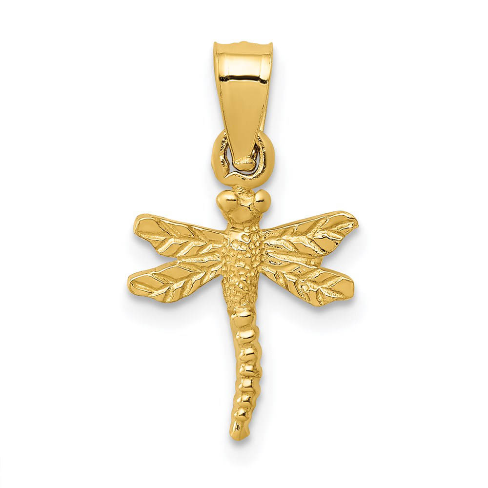 14k Yellow Gold Mini Satin Dragonfly Pendant