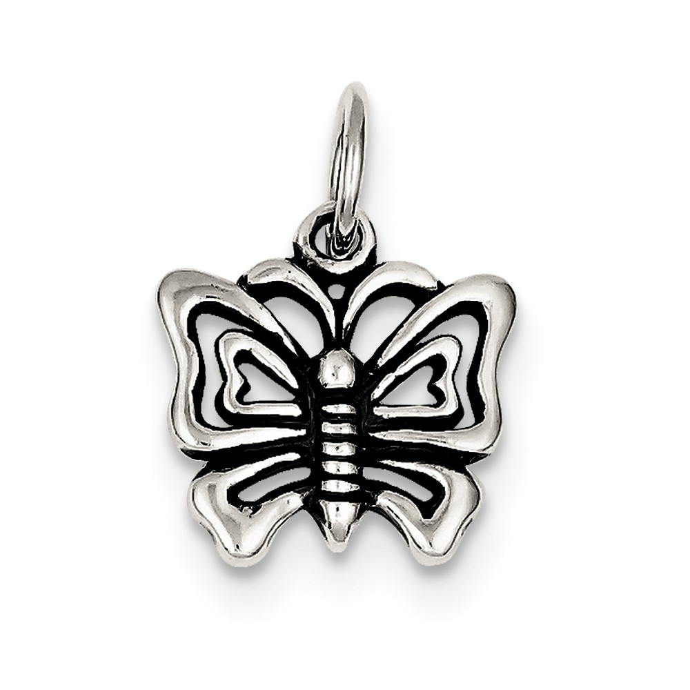 Sterling Silver 15mm Antiqued Butterfly Charm