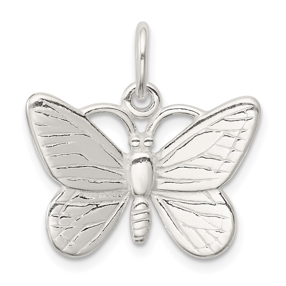 Sterling Silver Solid Polished Butterfly Pendant, 20mm