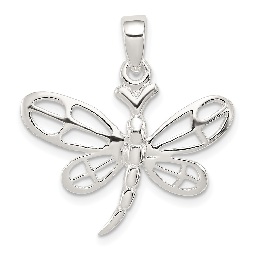 Sterling Silver 24mm Polished Dragonfly Pendant
