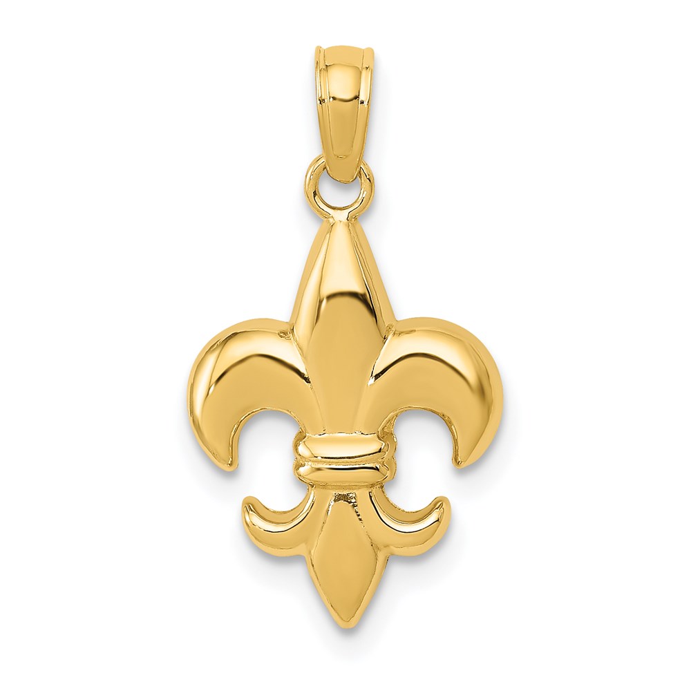14k Yellow Gold Polished Fleur De Lis Pendant