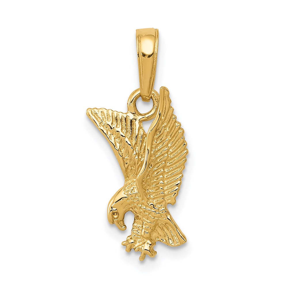 14k Yellow Gold 2D Landing Eagle Pendant