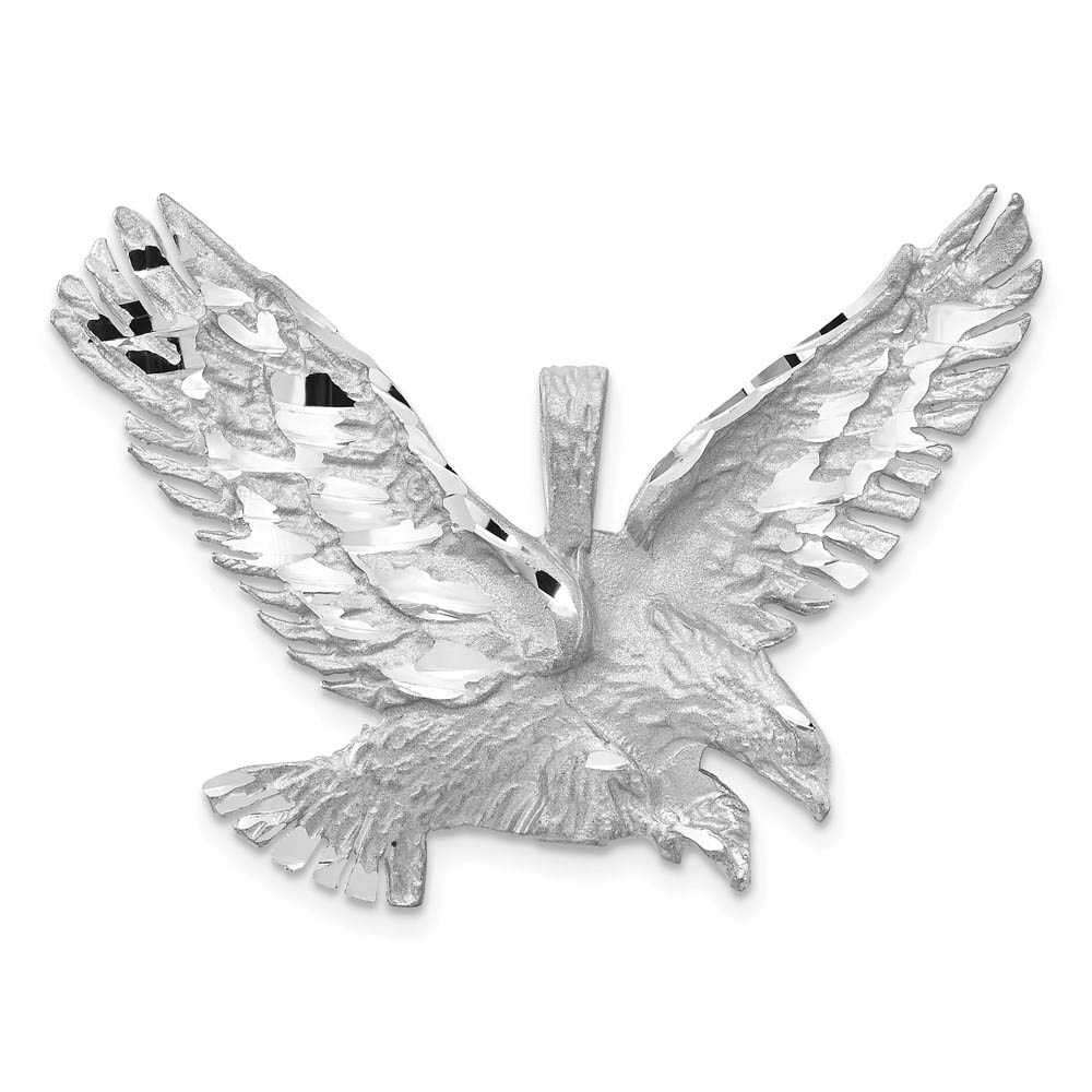 14k White Gold 2D Diamond Cut Eagle Pendant