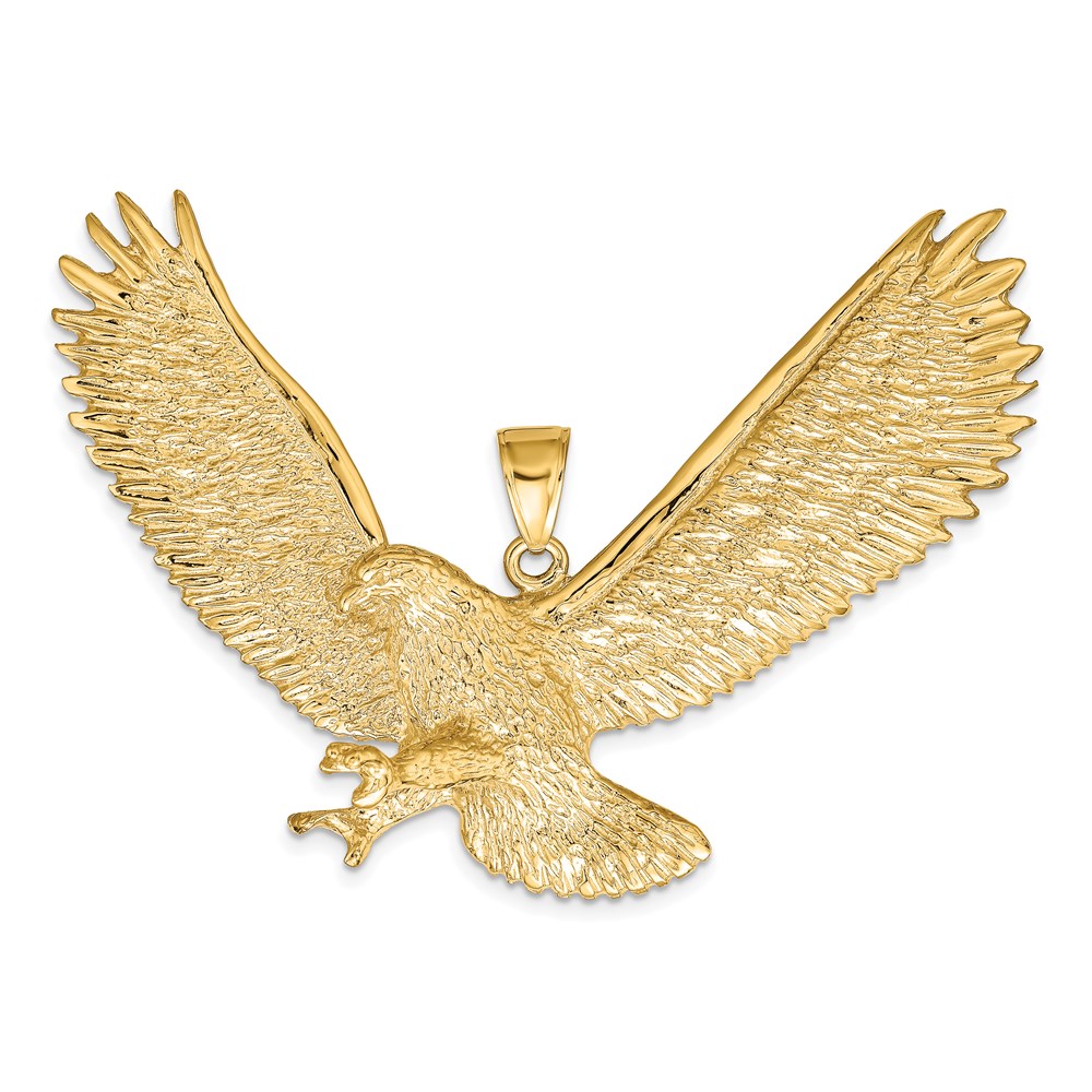 14k Yellow Gold 3D Textured Eagle Pendant