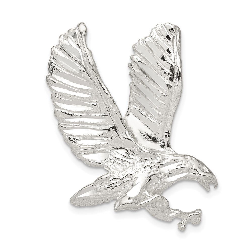 Sterling Silver Diamond Cut Eagle Slide Pendant, 38mm