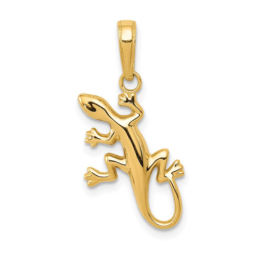 14k Yellow Gold 2D Polished Lizard Gecko Pendant