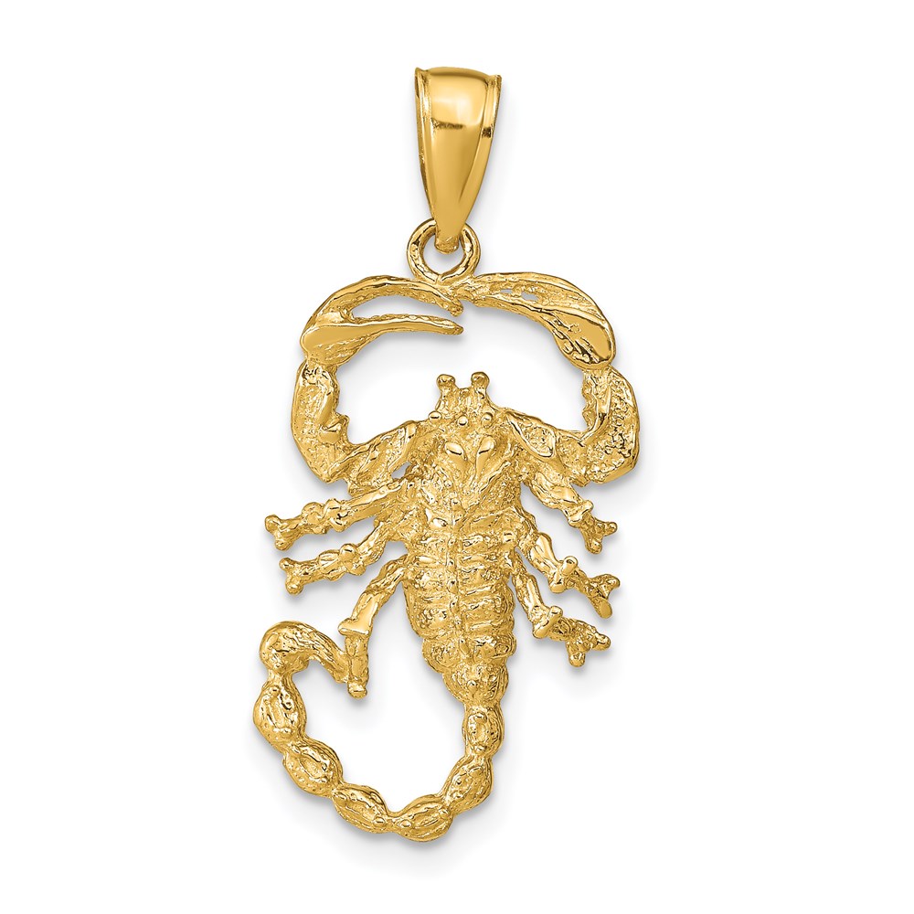14k Yellow Gold Textured Scorpion Pendant