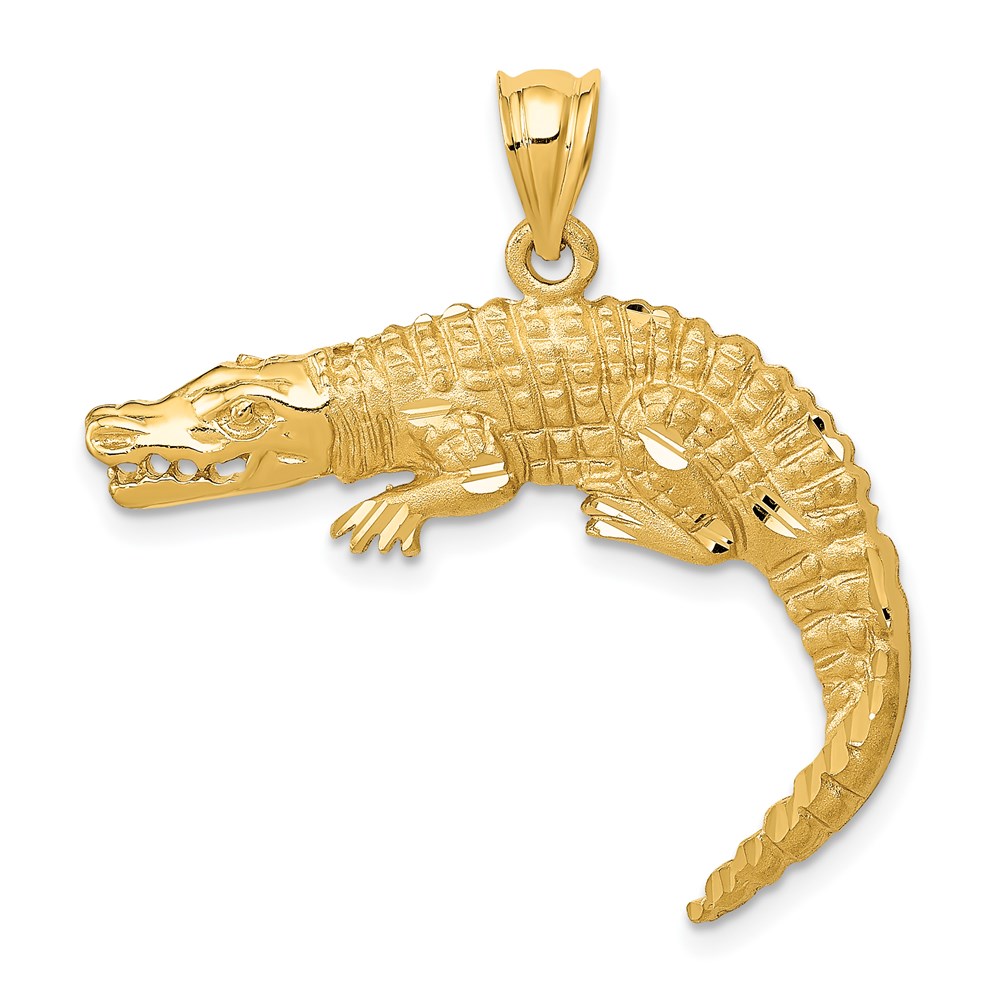 14k Yellow Gold 2D Alligator Pendant