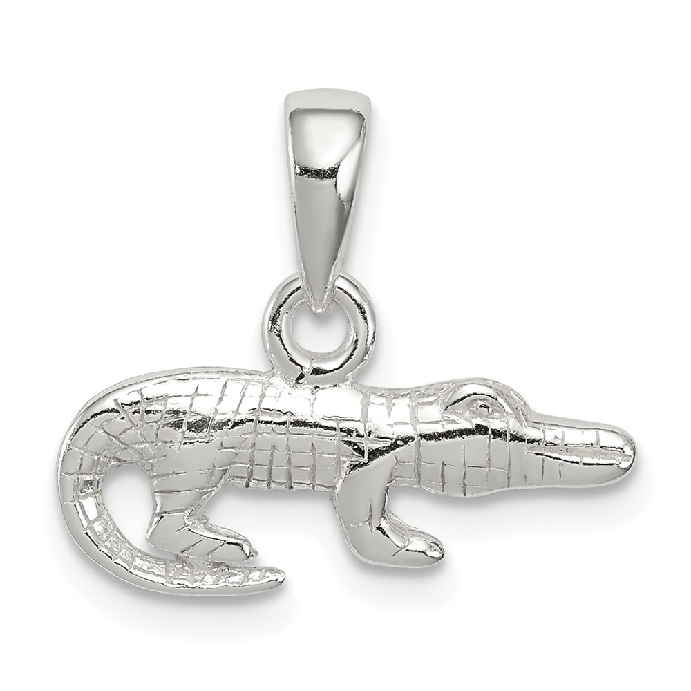 Sterling Silver 2D Alligator Pendant