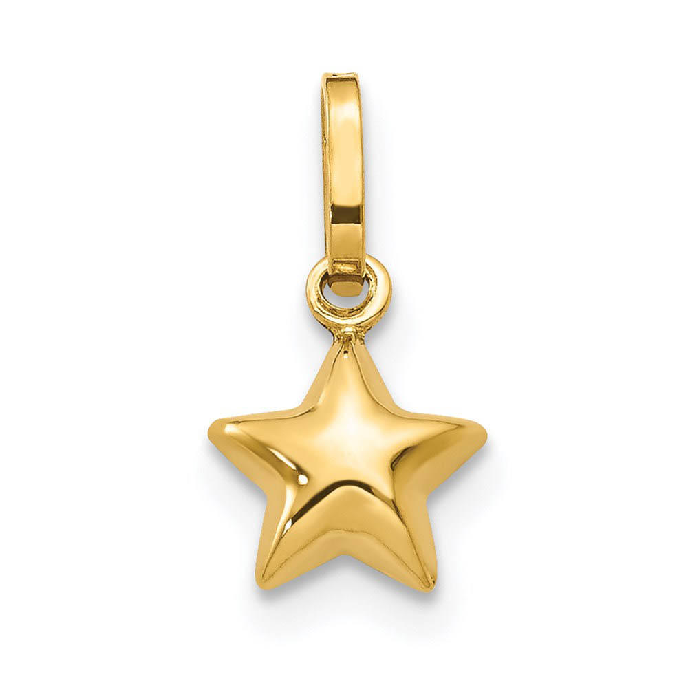 14k Yellow Gold Tiny 6mm Puffed Star Charm