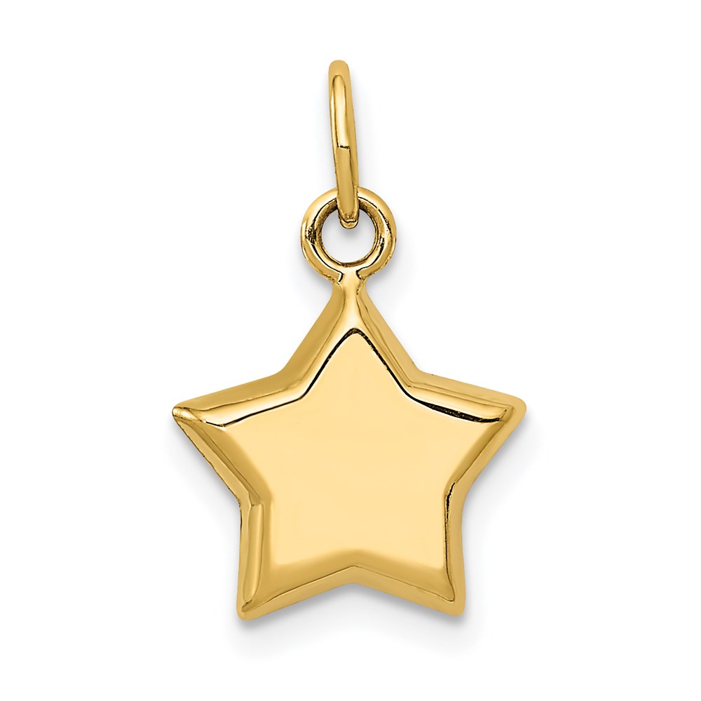 14k Yellow Gold 11mm Puffed Star Charm