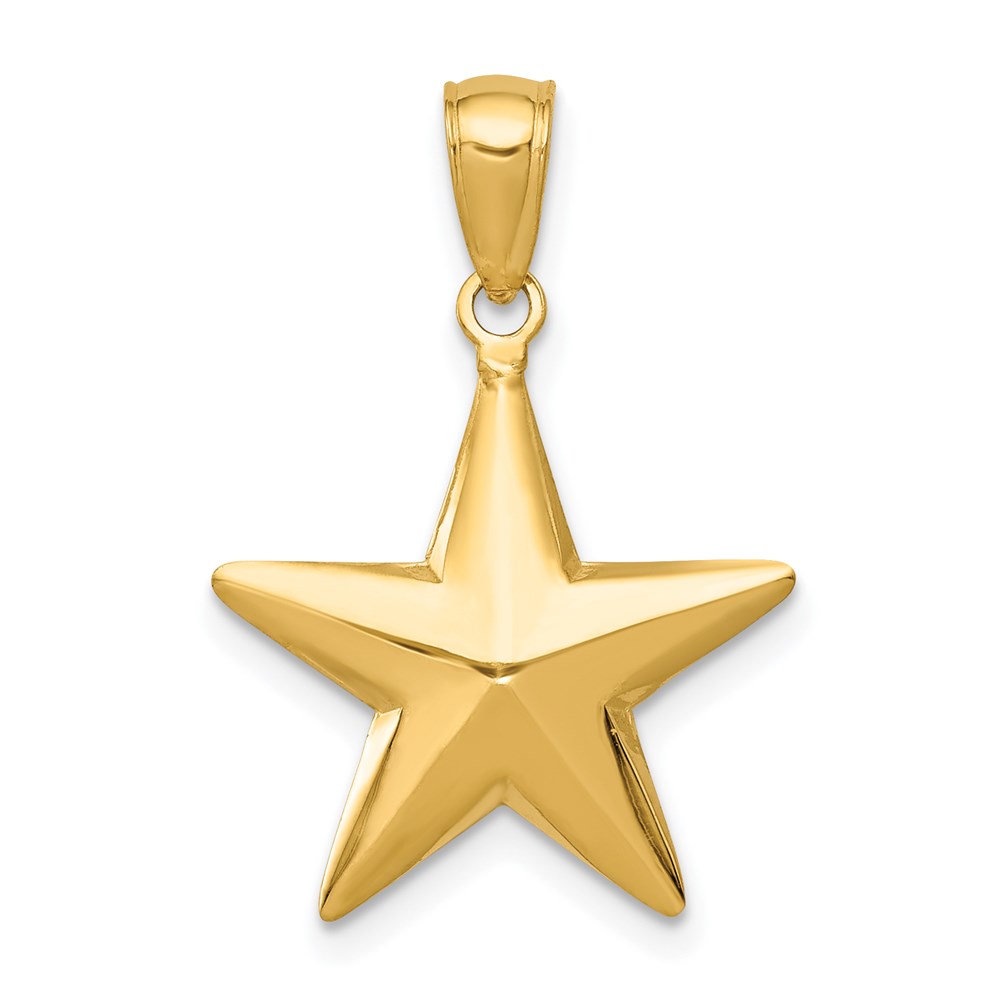 14k Yellow Gold 17mm Polished 3D Star Pendant