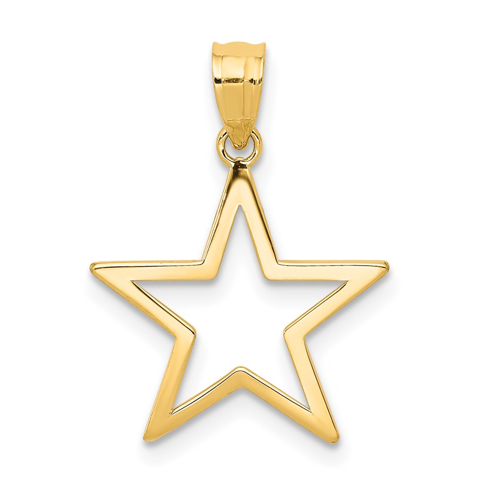 14k Yellow Gold 15mm Polished Cutout Star Pendant