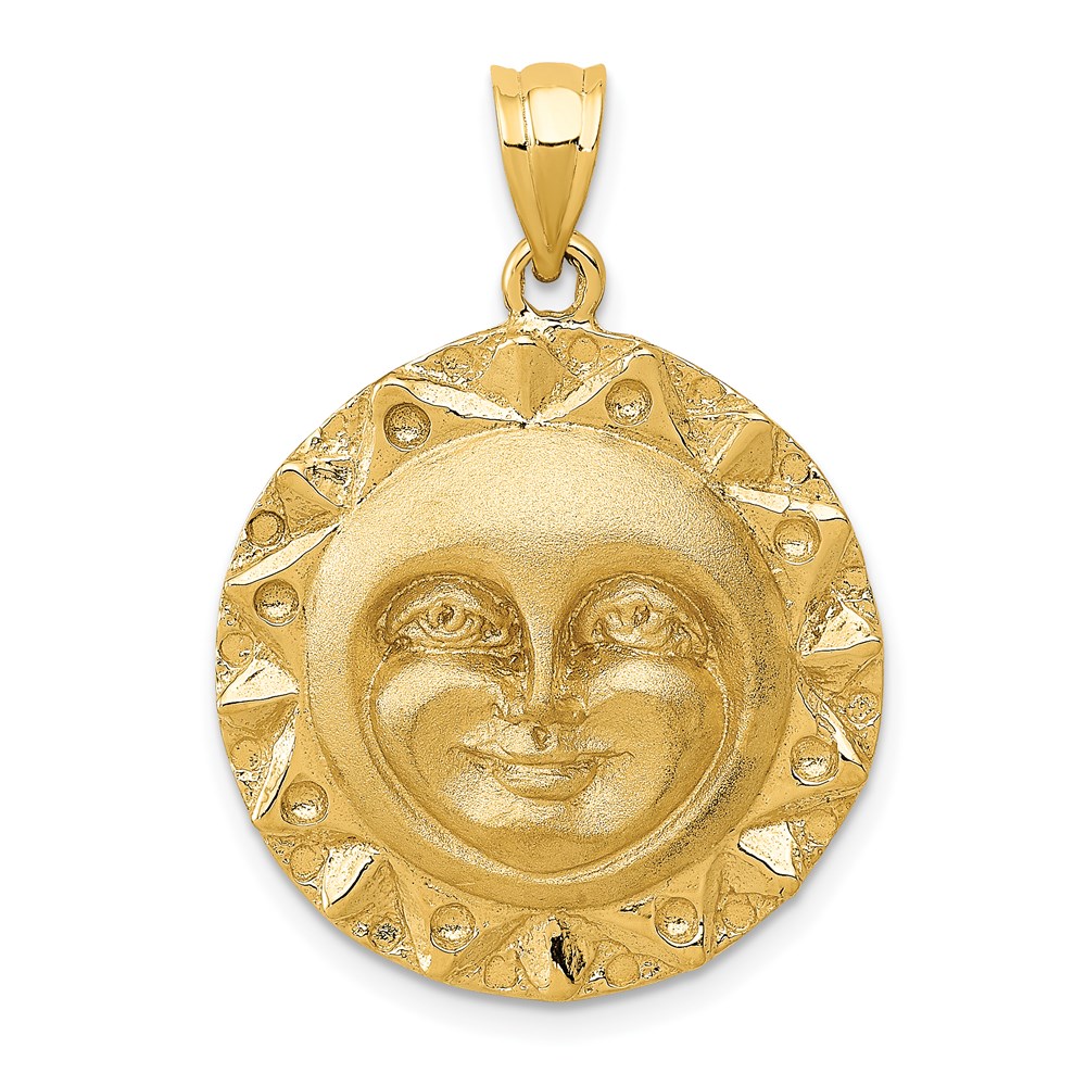 14k Yellow Gold 22mm Aztec Sun Disc Pendant