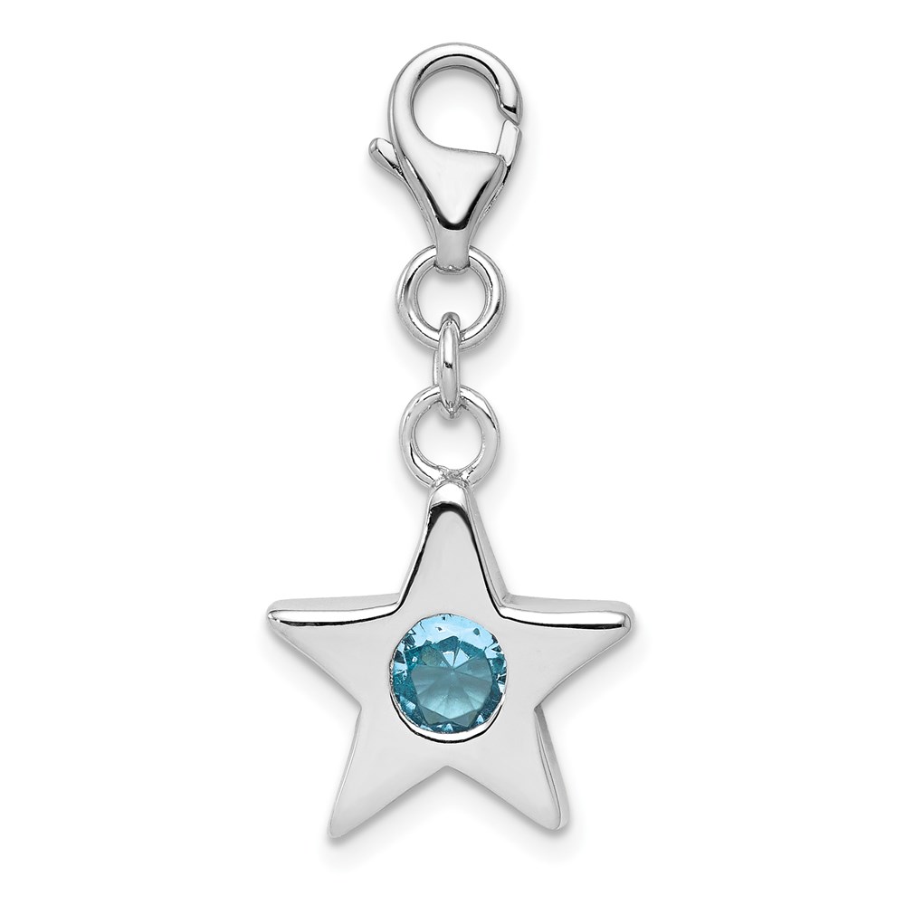 Sterling Silver September CZ Birthstone 13mm Star Clip-on Charm