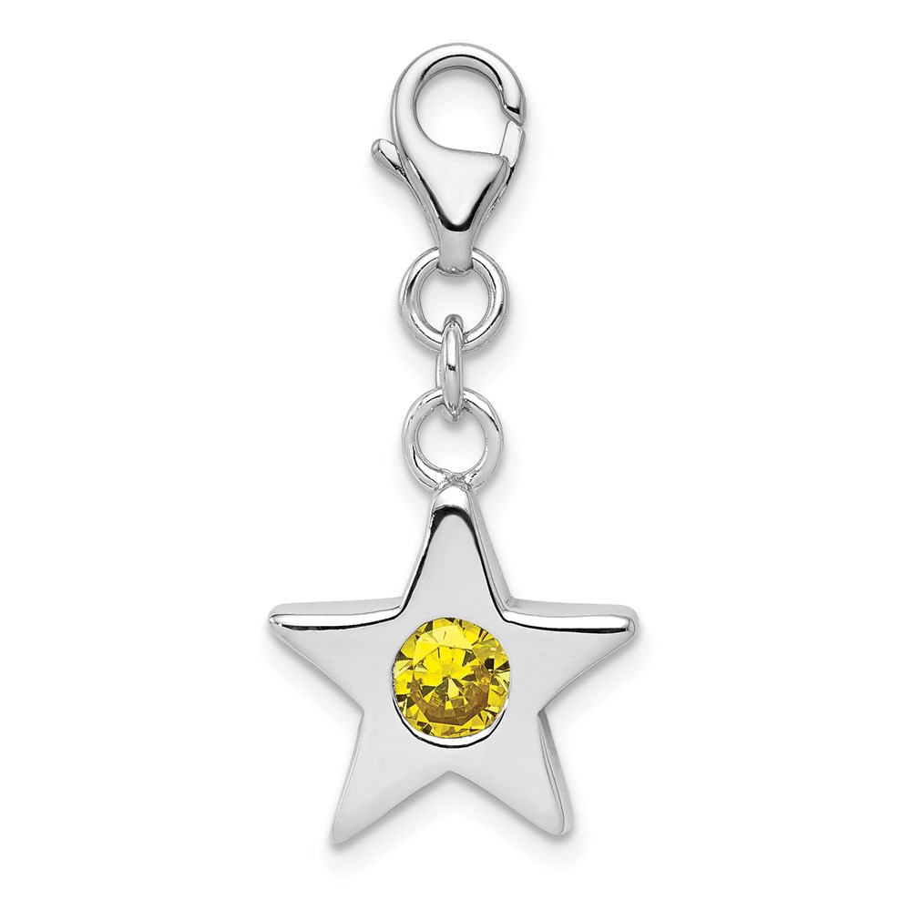 Sterling Silver November CZ Birthstone 13mm Star Clip-on Charm