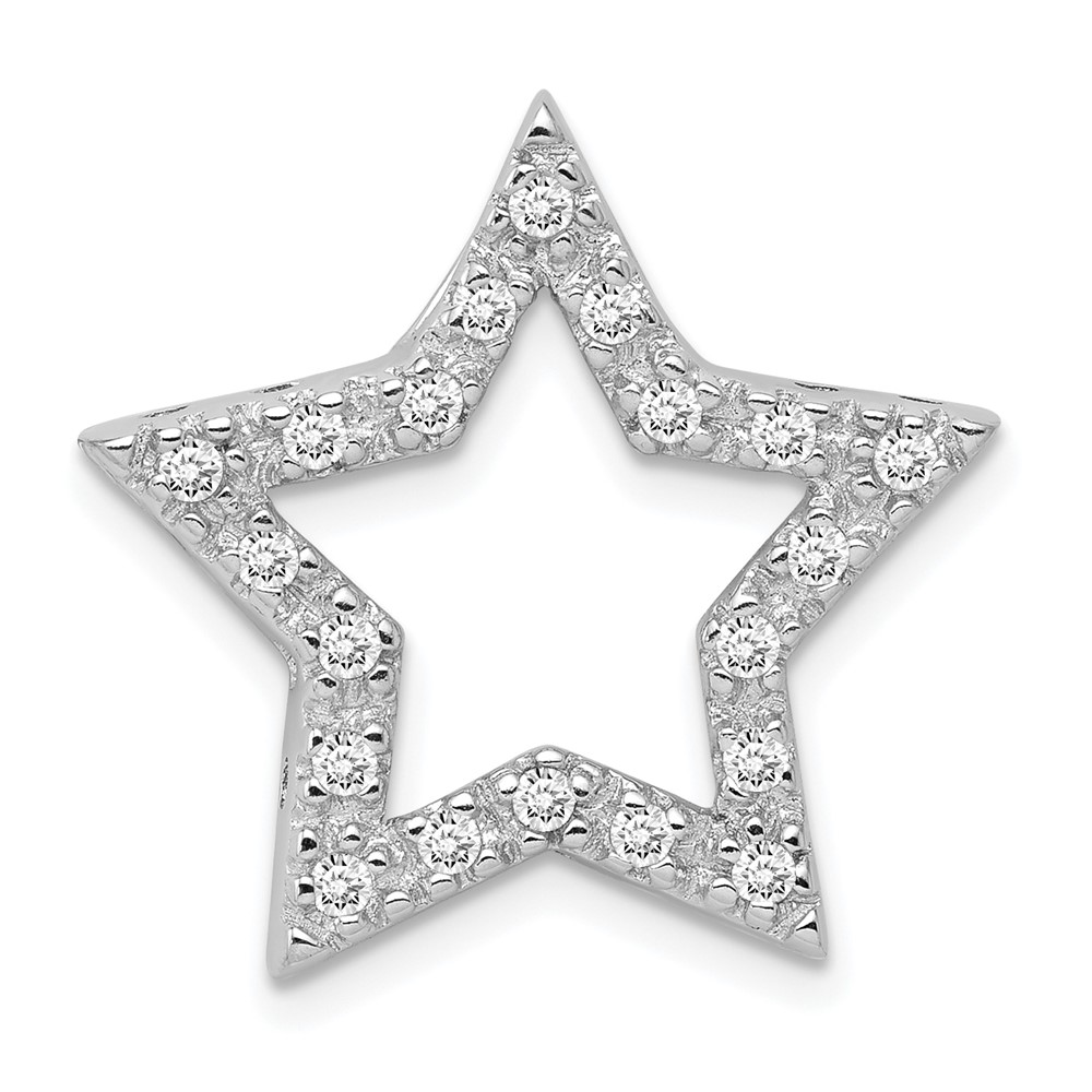 Sterling Silver and Cubic Zirconia Outlined Star Slide Pendant, 22mm