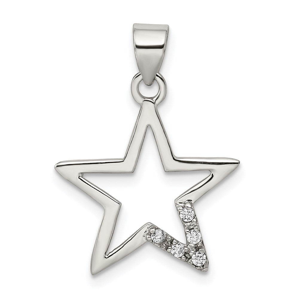 Sterling Silver and Cubic Zirconia Accent Star Pendant, 19mm