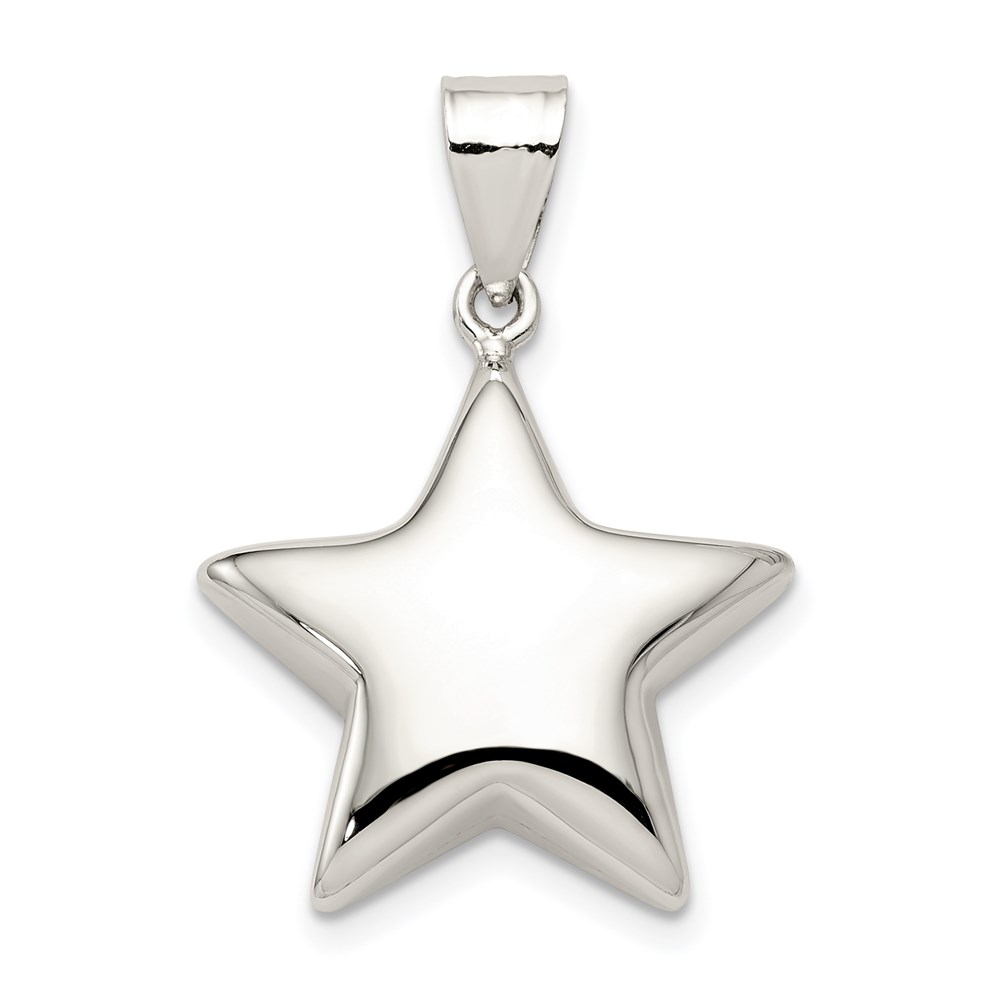 Sterling Silver 18mm Polished Puffed Star Pendant