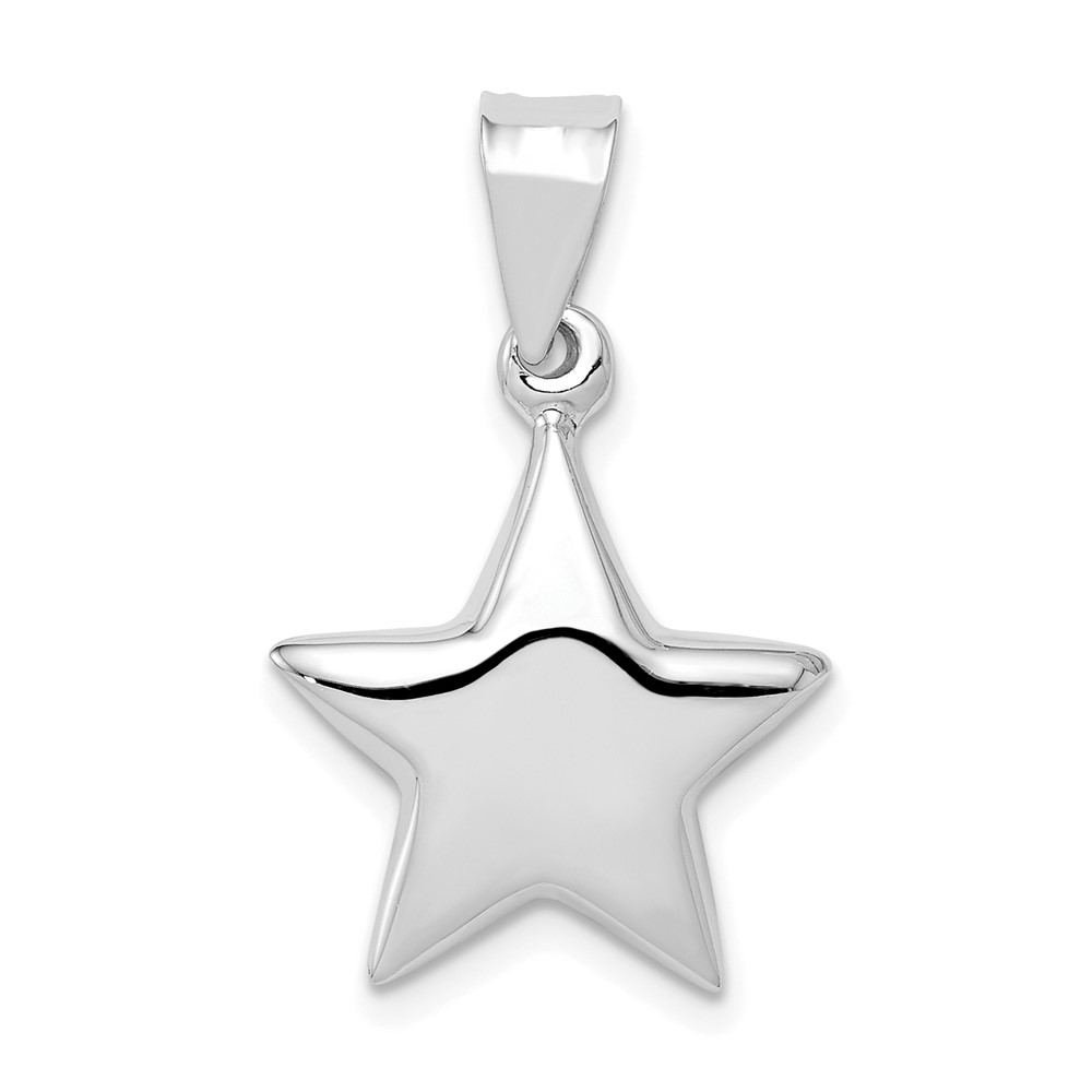 Sterling Silver 15mm Polished 3D Hollow Star Pendant