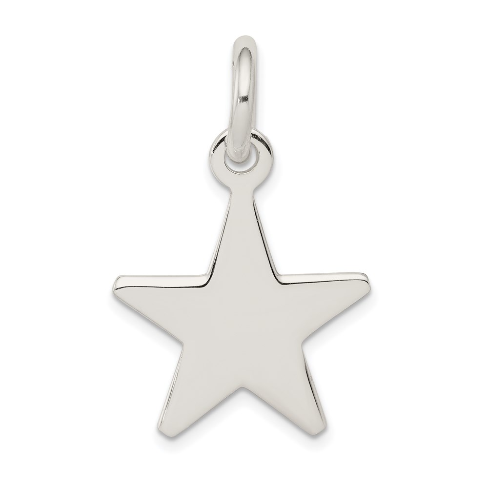 Sterling Silver 20mm Polished Flat Star Pendant