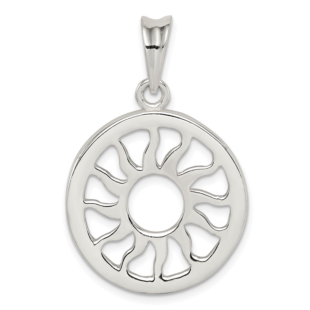 Sterling Silver 24mm Polished Sun Pendant