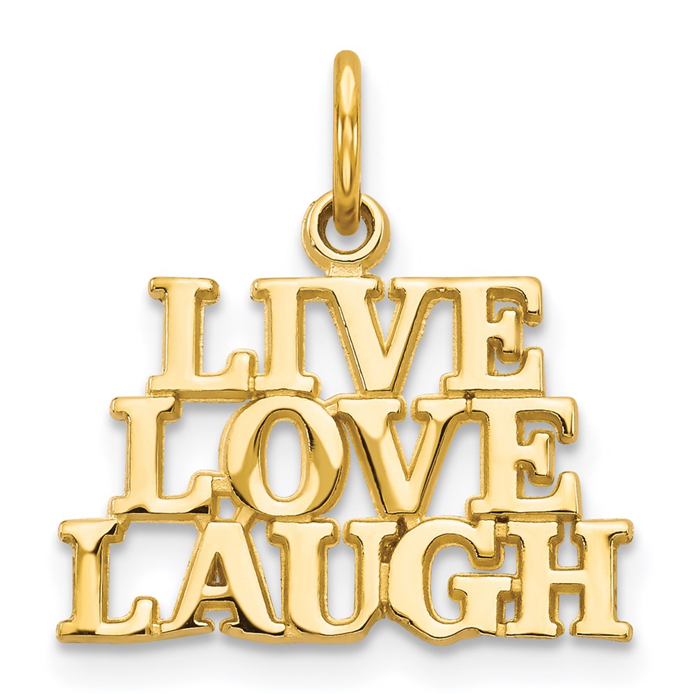 14k Yellow Gold LIVE LOVE LAUGH Message Pendant