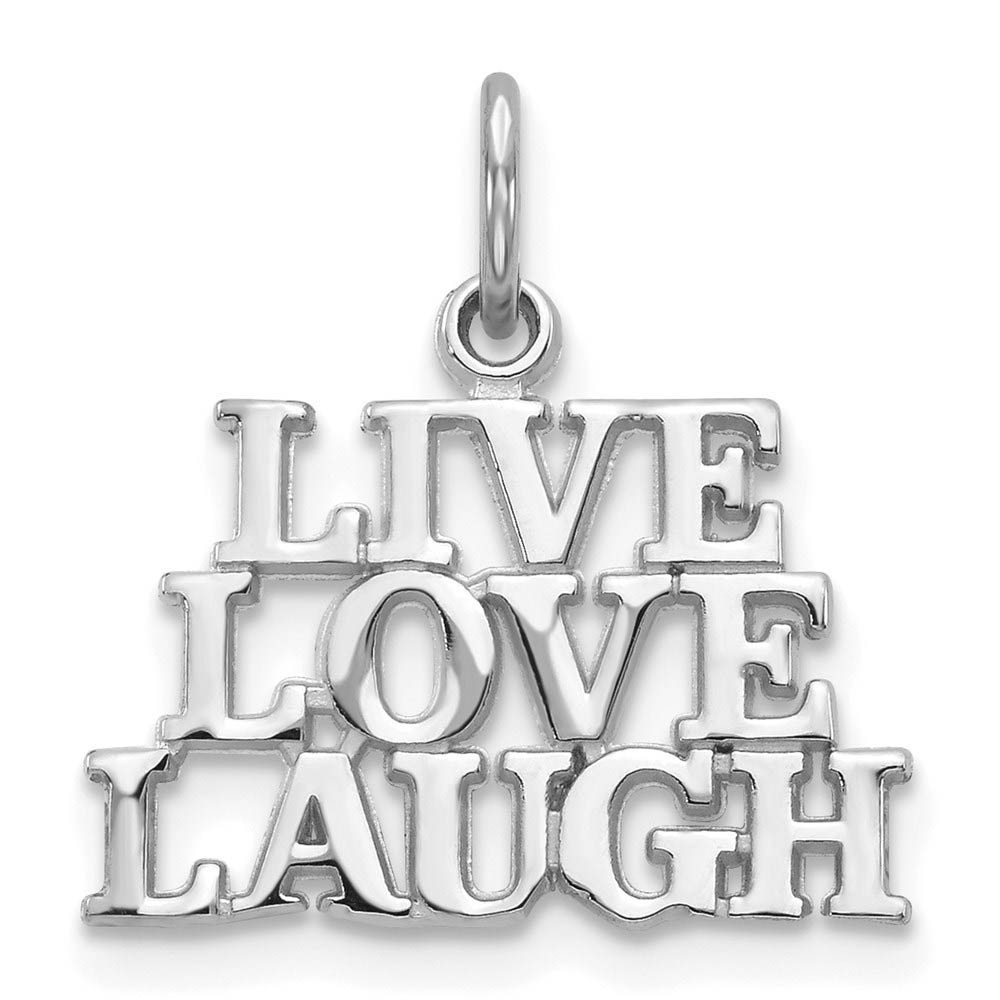 14k White Gold LIVE LOVE LAUGH Message Pendant