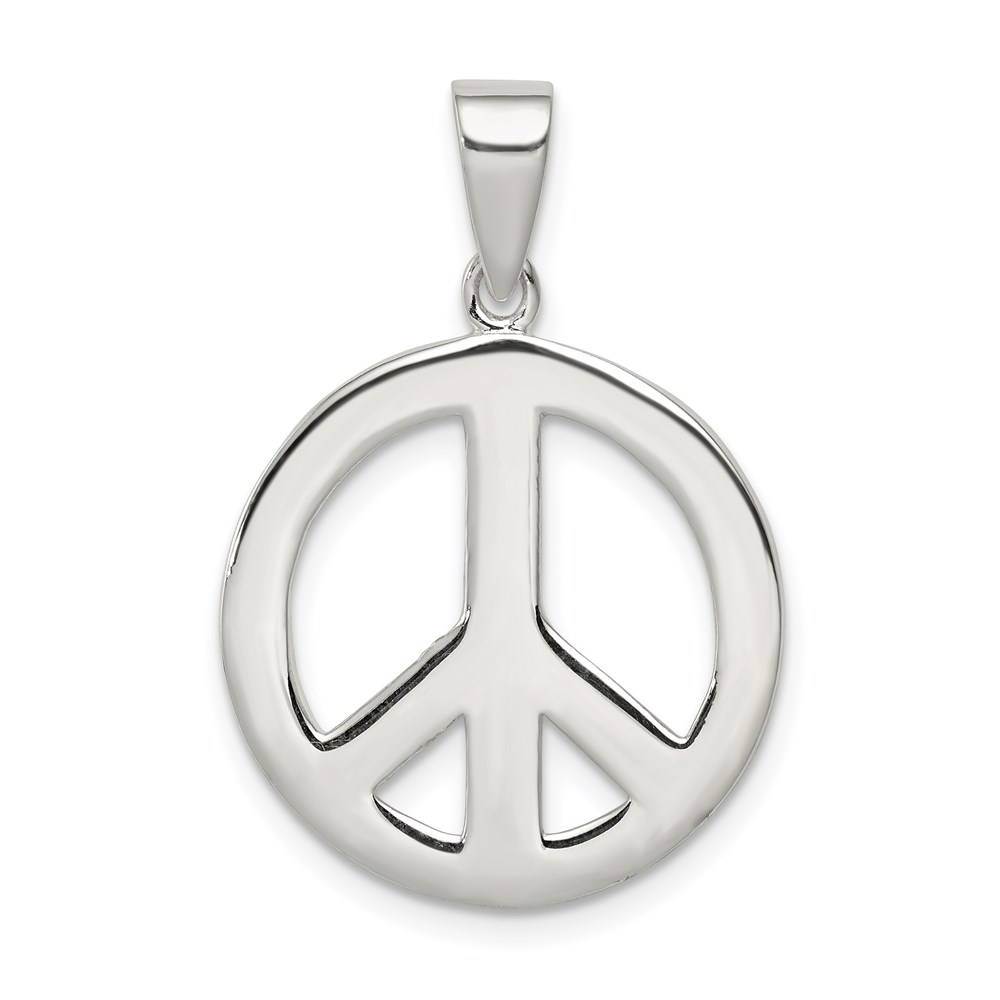 Sterling Silver 19mm Polished Peace Symbol Pendant