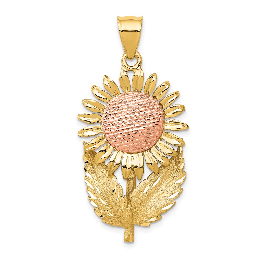 14k Yellow and Rose Gold Two Tone Sunflower Pendant