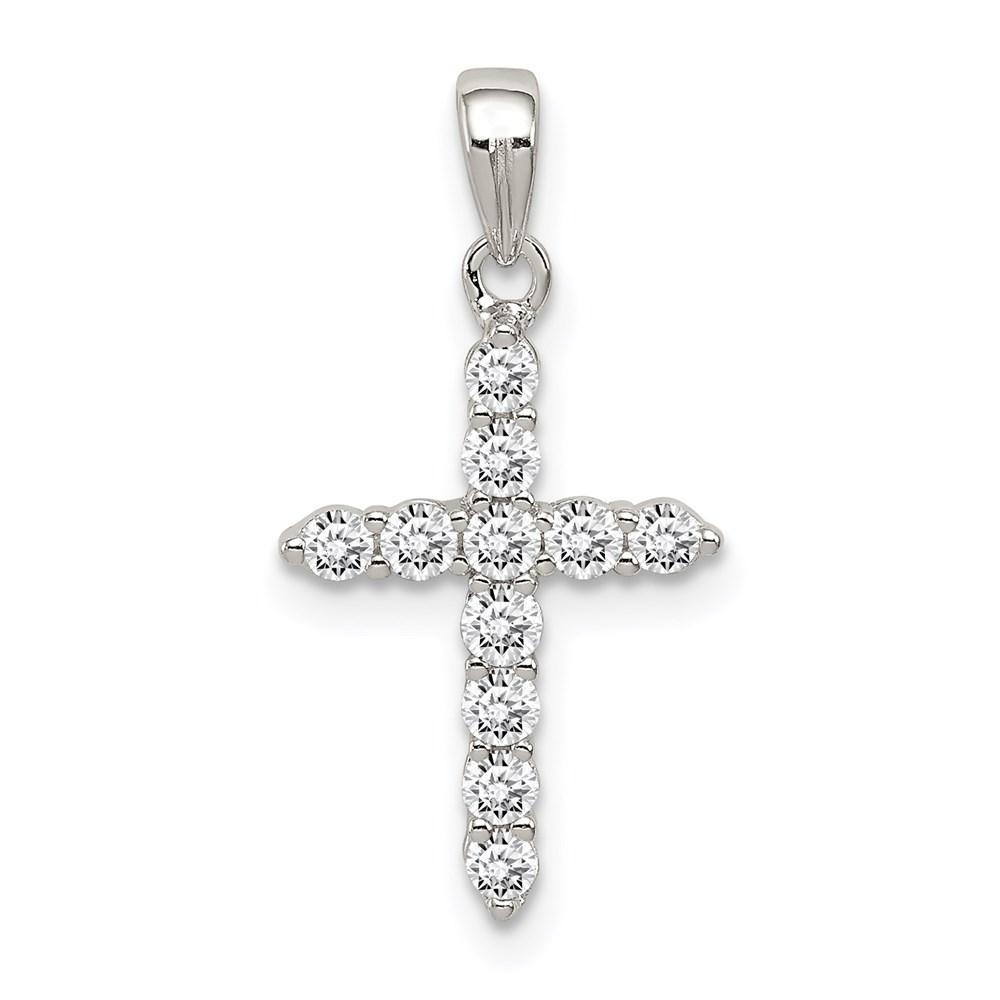 Sterling Silver and Cubic Zirconia Cross Pendant