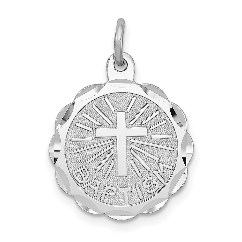 Sterling Silver Baptism Disc Charm, 15mm
