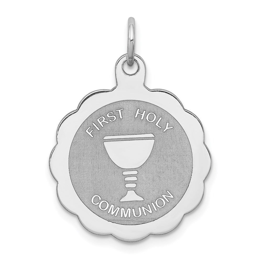 Sterling Silver First Holy Communion Disc Charm, 19mm