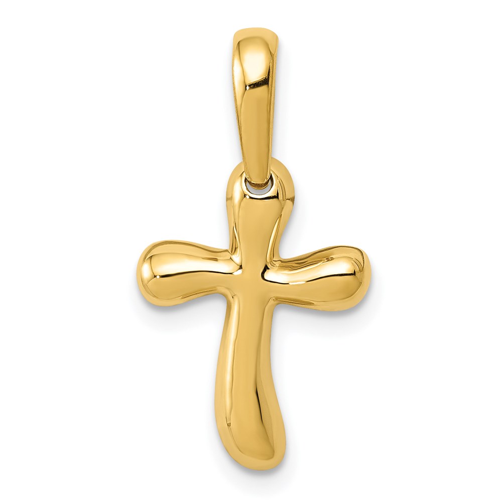 14k Yellow Gold Polished Freeform Cross Pendant