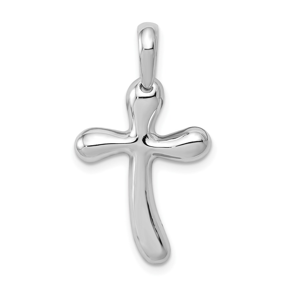 14k White Gold Polished Freeform Cross Pendant
