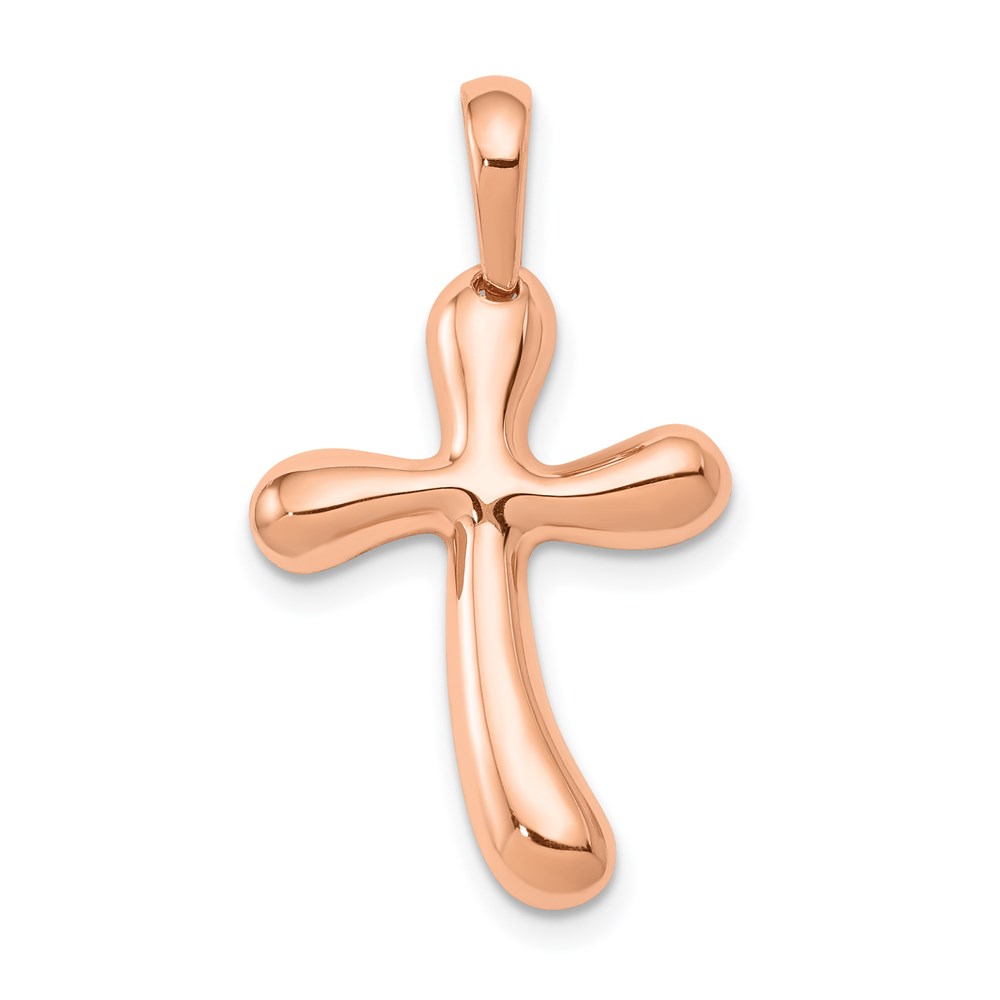 14k Rose Gold Polished Freeform Cross Pendant