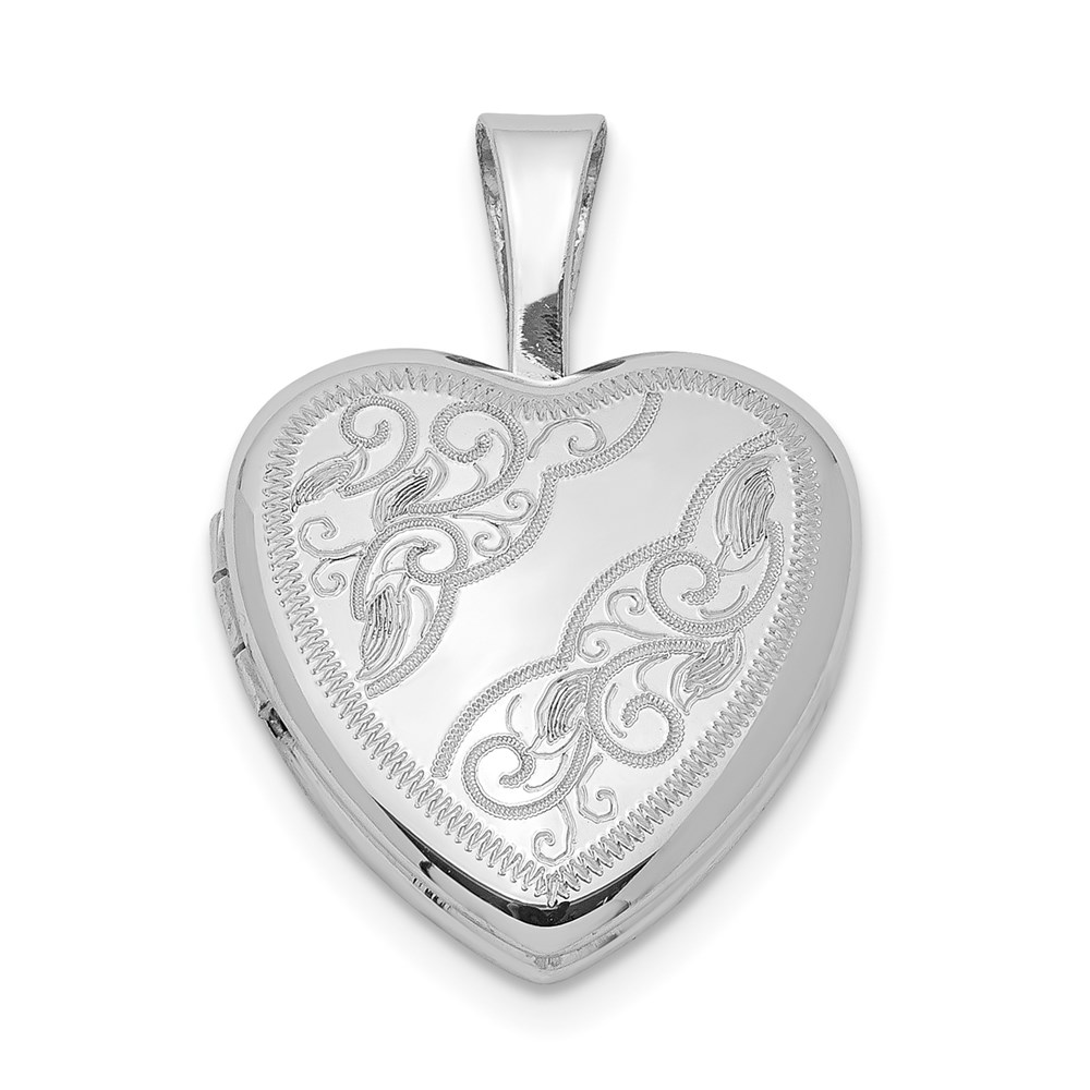 Sterling Silver 12mm Swirl Etched Heart Locket