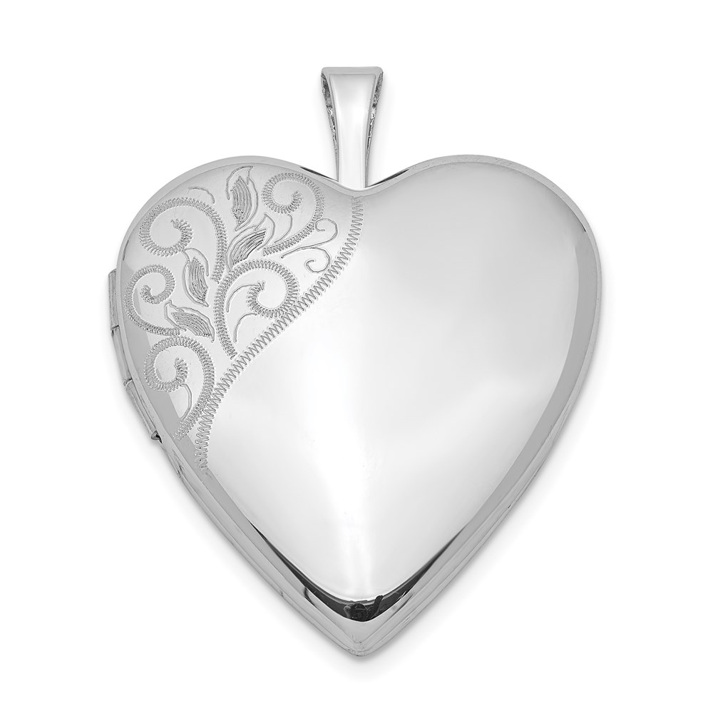 Sterling Silver 20mm Swirl Accent Heart Locket